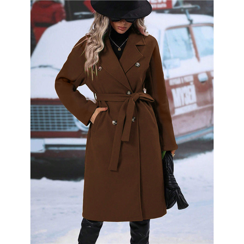 Trench-coat femme long double boutonnage