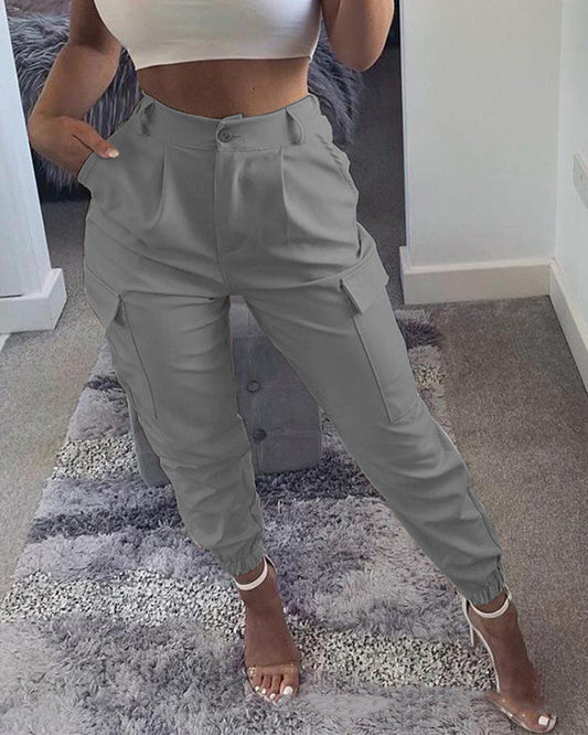 Pantalon Cargo  Coupe Ajustée Chic avec Poches