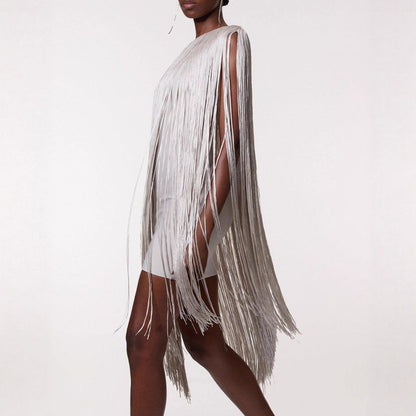 Robe de soirée à franges élégante et fluide