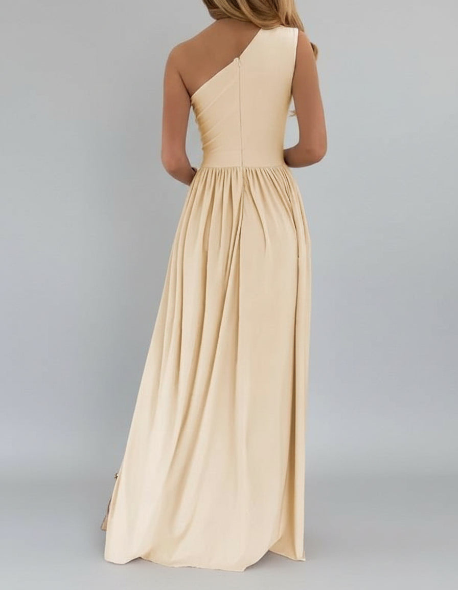 Robe longue élégante asymétrique à fente haute pour femme