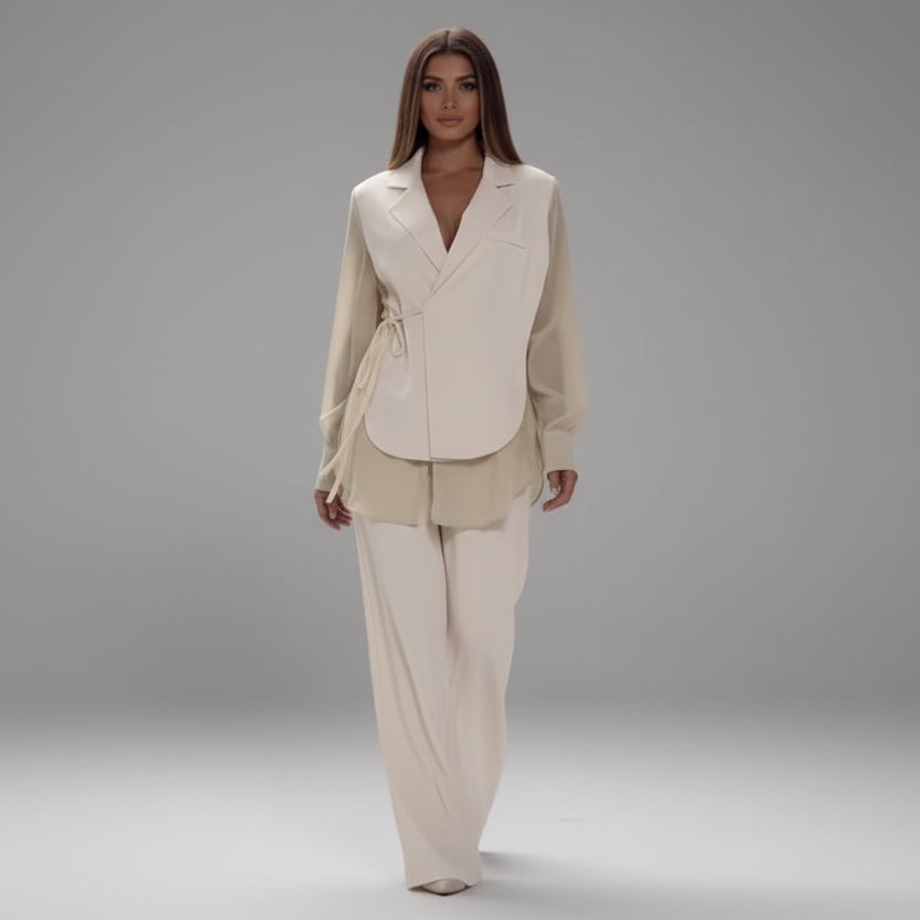 Ensemble Fluide 2 Pièces : Top en Mousseline Patchwork et Pantalon Droit