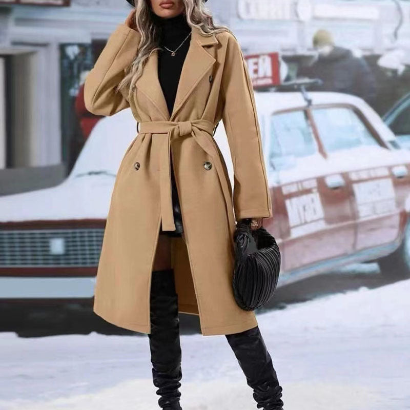 Trench-coat femme long double boutonnage