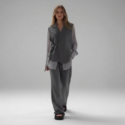 Ensemble Fluide 2 Pièces : Top en Mousseline Patchwork et Pantalon Droit