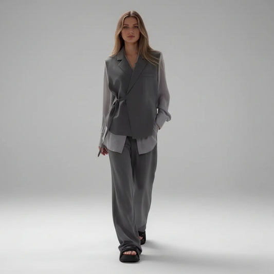 Ensemble Fluide 2 Pièces : Top en Mousseline Patchwork et Pantalon Droit