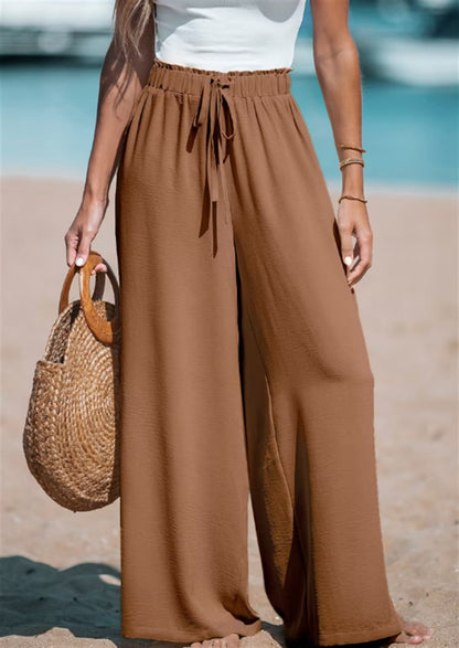 Pantalon de Plage Évasé en Lin et Coton