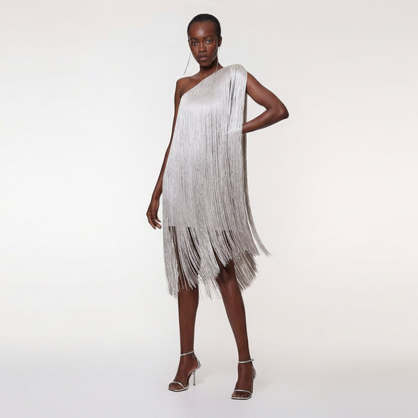 Robe de soirée à franges élégante et fluide