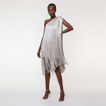 Robe de soirée à franges élégante et fluide