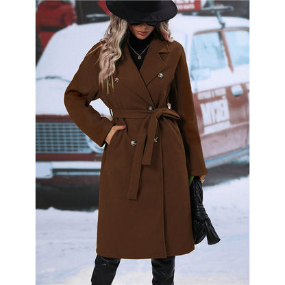 Trench-coat femme long double boutonnage