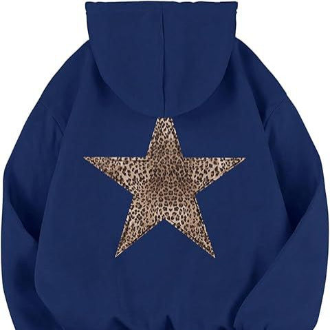 Haut à capuche femme – imprimé léopard & étoile