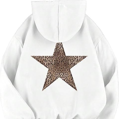 Haut à capuche femme – imprimé léopard & étoile