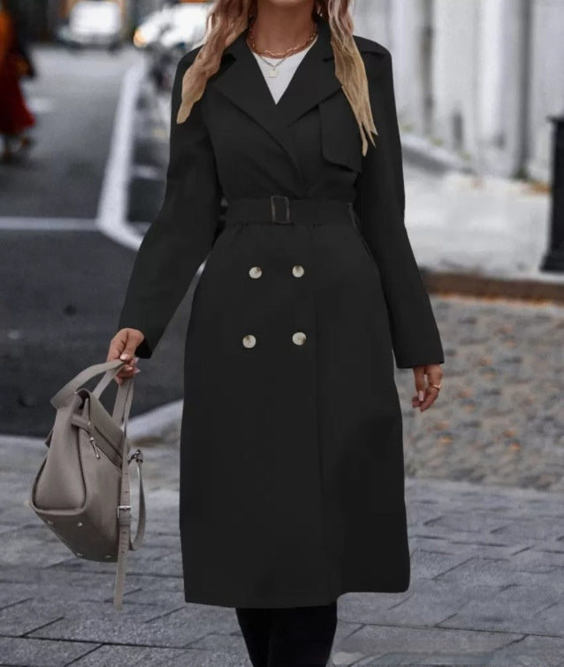 Trench-coat femme long double boutonnage