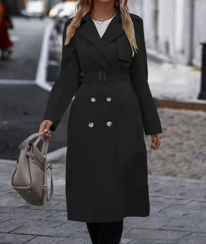 Trench-coat femme long double boutonnage