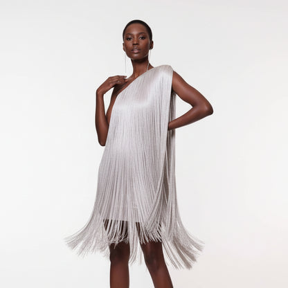 Robe de soirée à franges élégante et fluide