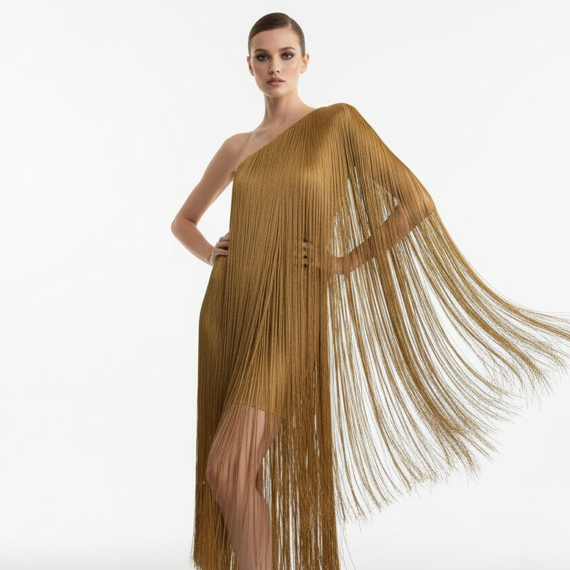 Robe de soirée à franges élégante et fluide